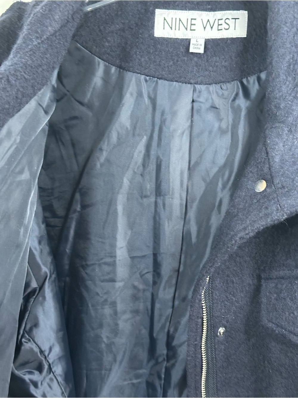 Nine West Dark Navy Utility Peacoat Jacket, size Large - Picture 4 of 7